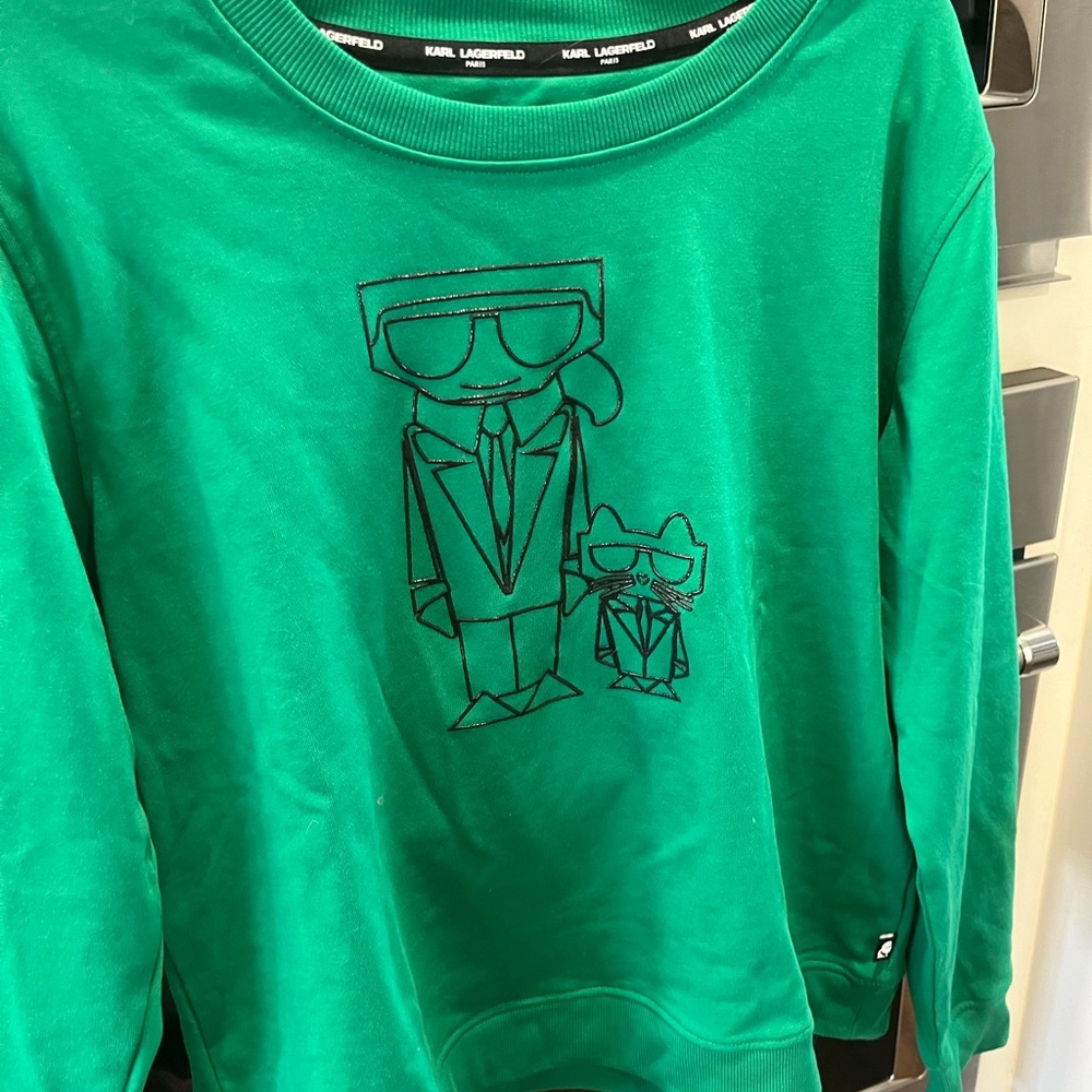 Karl Lagerfeld Green Graphic Logo Sweater